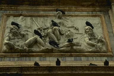 Sculpture On The Clock Tower, Venice, Italy