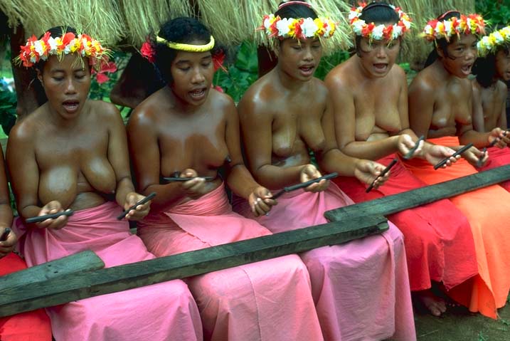 Kalena Island Tavema dancers, Trobriand Islands, New Guinea
