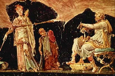 OFFERING FRESCO IN ETRUSCAN TOMB OF THE BARONS