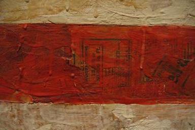 Detail of Flag 1954–55, Museum of Modern Art, New York City by Jasper Johns. Fair Use