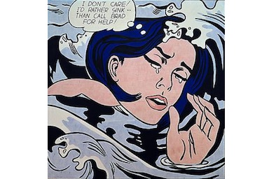 Drowning Girl (1963) by Roy Lichtenstein. On display at the Museum of Modern Art, New York. Fair use.