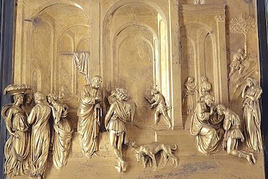 Lorenzo Ghiberti-Isaac with Esau and Jacob - photo by Yair Haklai per Wikimedia Commons